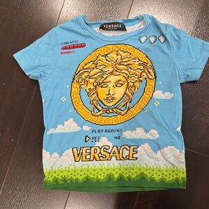 Versace Kids Pixel Art Blue T-Shirt